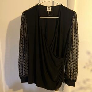 Elegant Black Sheer Sleeve Top